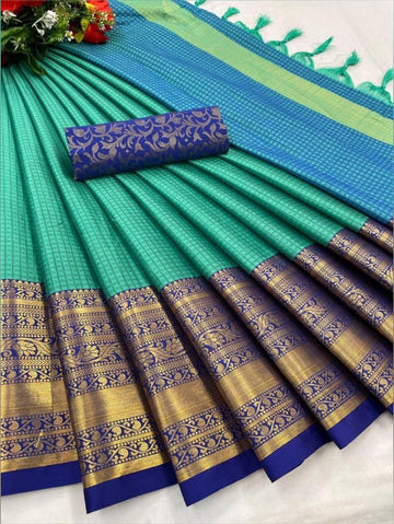 Assemblage Rama Soft Silk Saree With Inspiring Blouse Piece