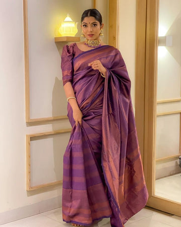Excellent Blue Soft Silk Saree With Bewitching Blouse Piece
