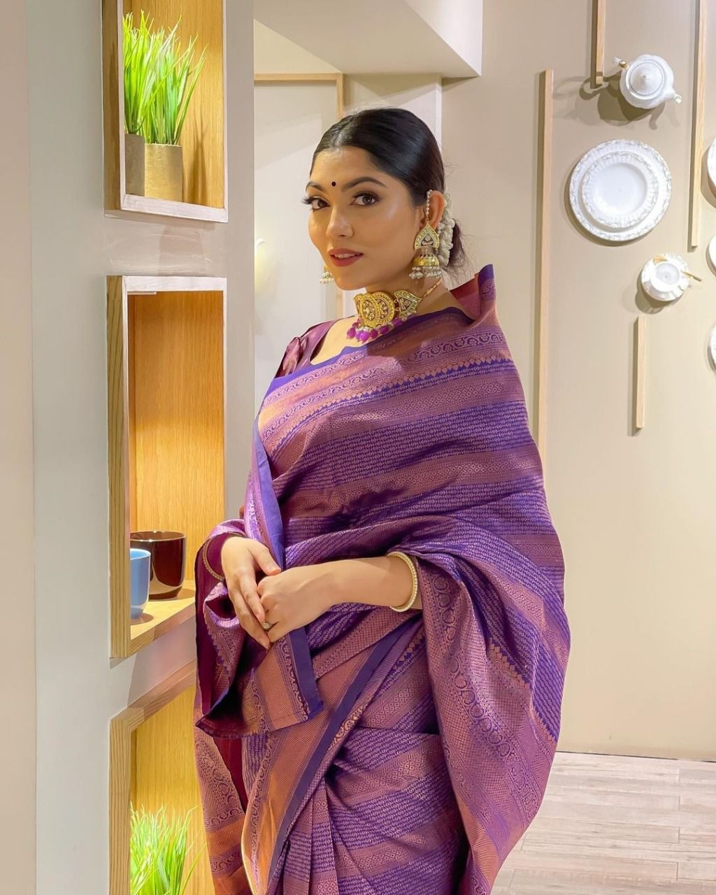 Excellent Blue Soft Silk Saree With Bewitching Blouse Piece