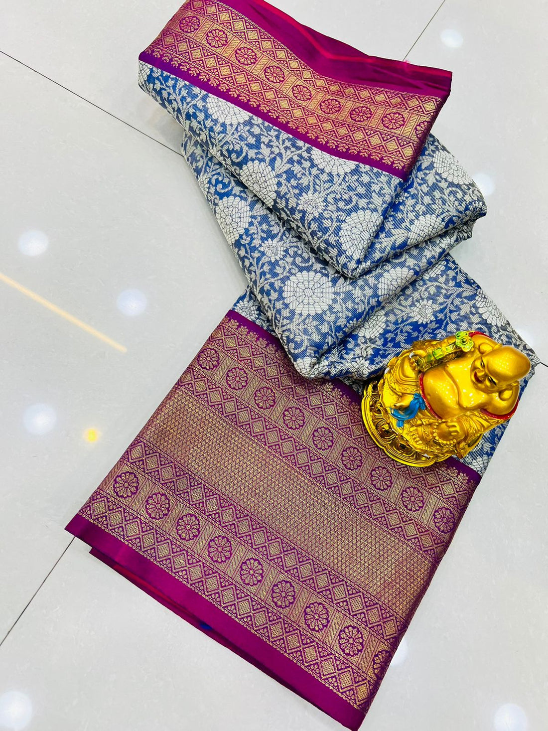 Admirable Blue Kanjivaram Silk With Pleasant Blouse Piece