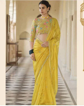 Designer's Delight: Classed and Printed Partywear Sarees With Blouse