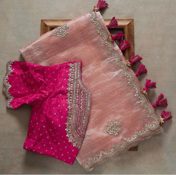 Pink Queen Kanushree Saree With Border Look